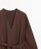 Masimodutti Belt Detail Linen Fluid Knee-Length Dress