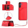 For Samsung Galaxy S25+ Case Card Holder Kickstand Skin-Touch Phone Cover with Wrist Strap