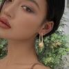 Luxury fashion Gold Color Unique Earrings Shell Pearl Hollow Drop Earrings Women Party Engagement Vintage Fashion Jewelry
