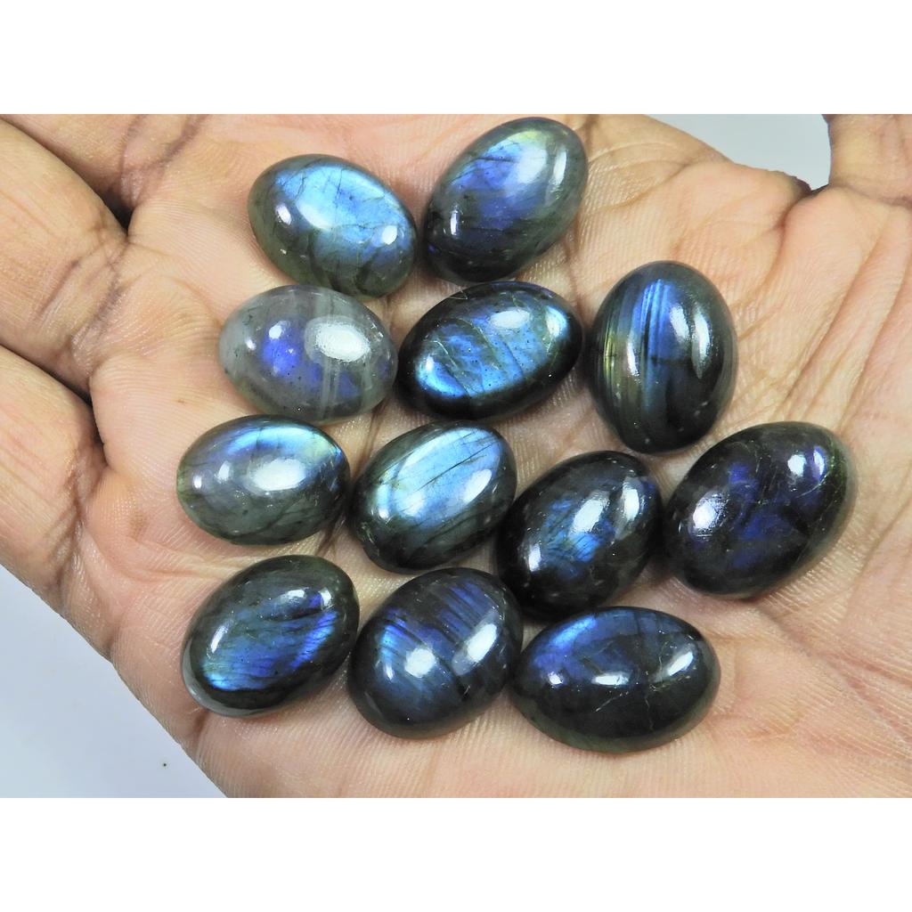 13X18MM Natural Labradorite Blue Fire Oval Cabochon Loose Gemstone 11Pcs Lot C-1070