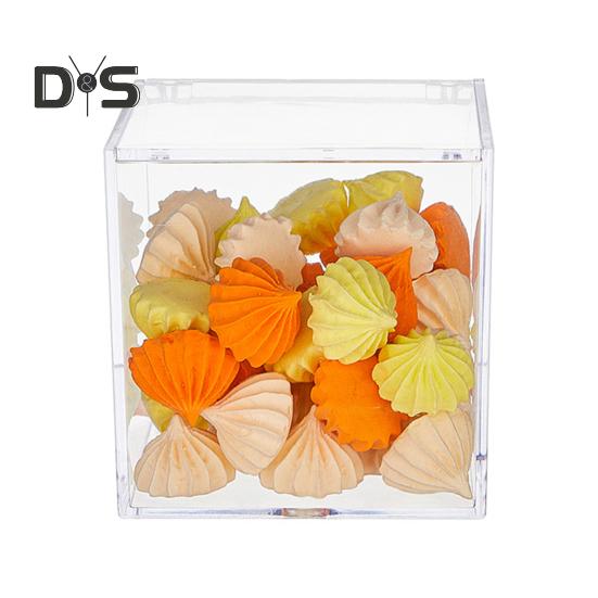 Priehľadné akrylové krabičky Malé štvorcové kockové nádoby s viečkom Plastový organizér na ukladanie sladkostí piluliek drobných šperkov