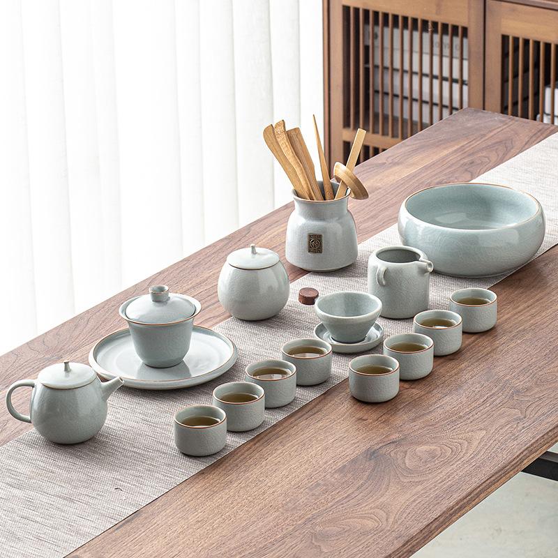 Complete set of ceramic Kung Fu tea sets, large set for home use, gifts for people, leaders, business, cultural and creative high-end gifts