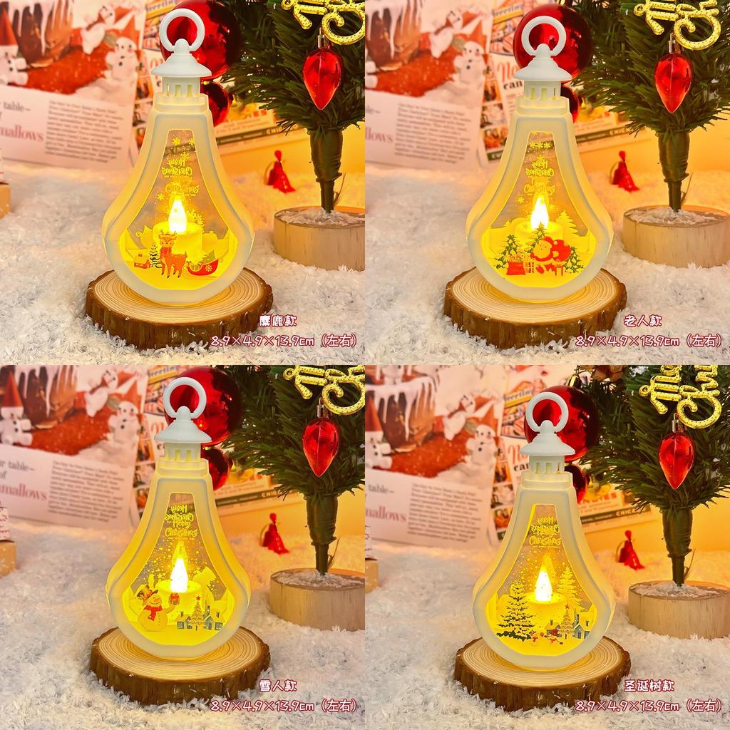 Festive Christmas Teapot-shaped Led Electronic Candle Light Santa Claus Christmas Tree Reindeer Snowman Decorative Prop
