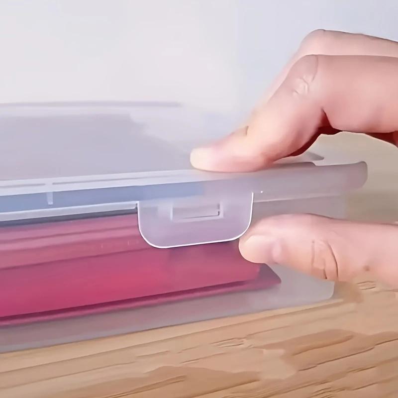 A4 Size Clear Plastic Storage Box With Flip Top Lid - Abs Material, Dustproof Desktop Organizer For Workspace Supplies