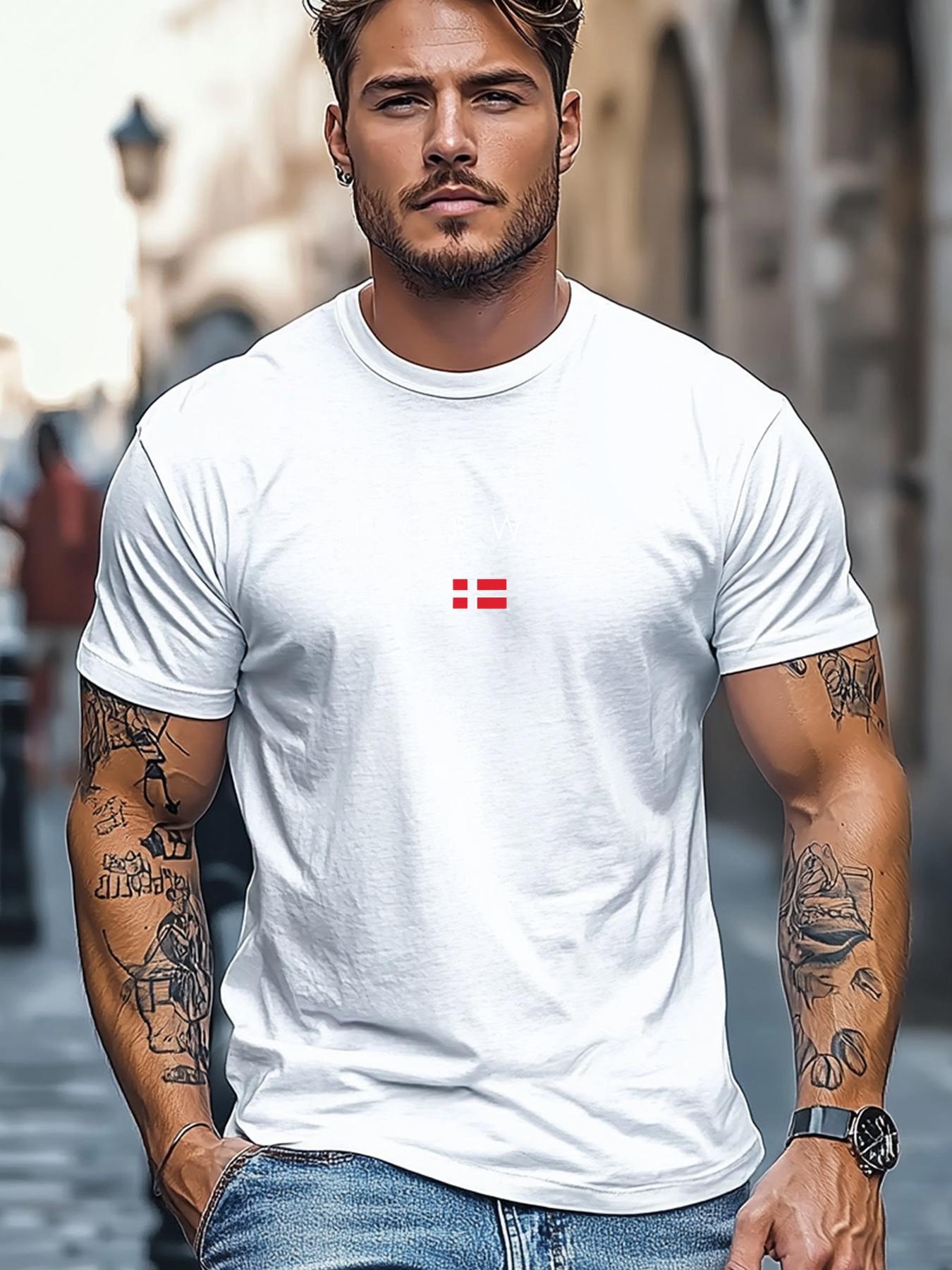 

Norwegian Flag Print 100 Cotton Trendy Men Woment Tshirt Summer Autumn Daily Outdoor Sports Casual Loose Street Short Sleeve M
