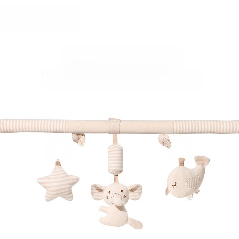 Baby Stroller Hanging Wind Chime Toy With Plush Bear And Elephant Clamps For Sensory Development