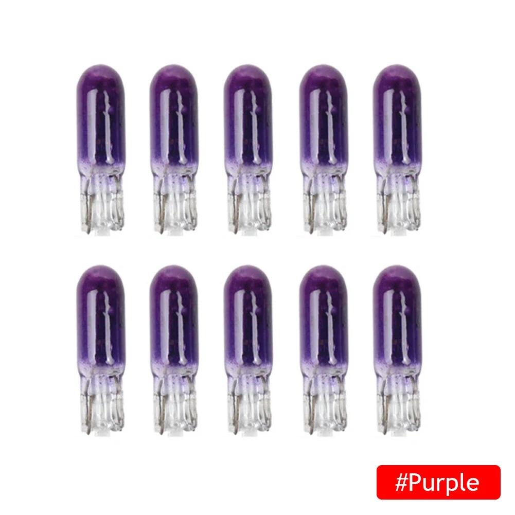 

10 шт. W2W T5 12 В 1,2 Вт автомобильная галогенная лампа подсветка приборов приборная панель лампа салона автомобиля стайлинг синий красный янтарный желтый фиолетовый
