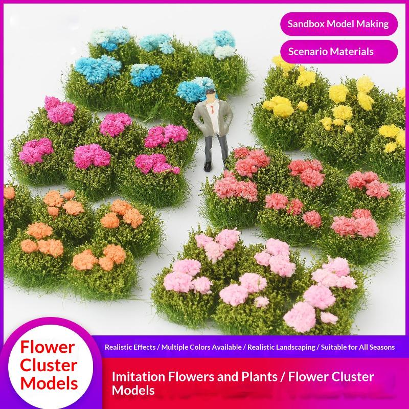 Model Mini Artificial Flower Cluster 6Pcs for Diorama Sand Table Railroad Scenery Layout Realistic Plant Decor Set