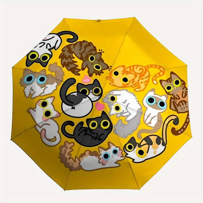

1pc Cute CatsAutomatic Open/close, All-Season Portable Folding Umbrella for Friends, Travel, Everyday, Events - Compact Parasol, Outdoor Acc