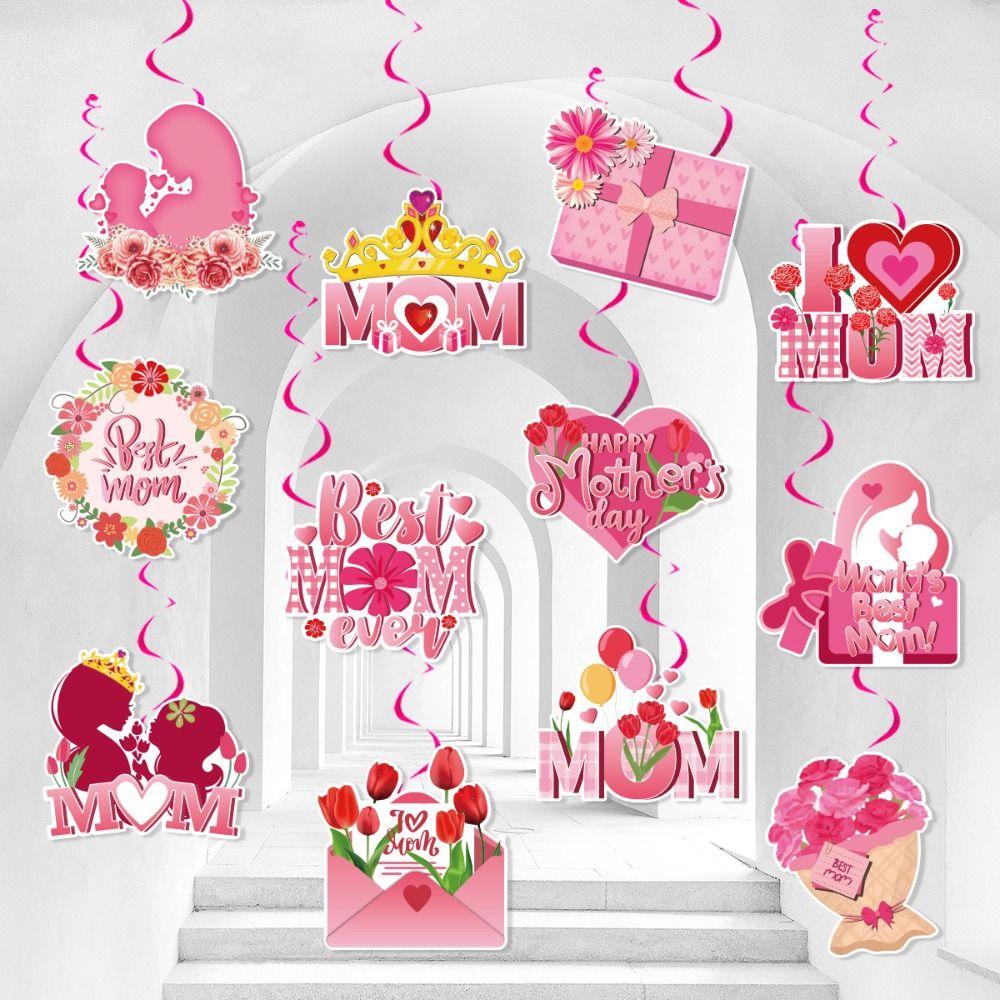 12pcs Romantic Spiral Ceiling Hanging Decor Elegant Mothers Day Gifts  Happy Mother's Day