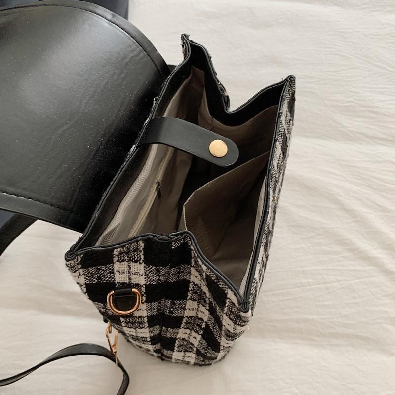 Plaid backpack fashionable versatile backpack retro high-value handbag single shoulder oblique span bag college backpack plaid