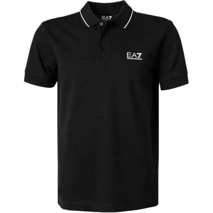 Emporio Armani EA7 Логотип Пуловер Удобная Короткий Рукав Поло Мужские Топы Черный 8NPF16-PJVUZ-1200 M