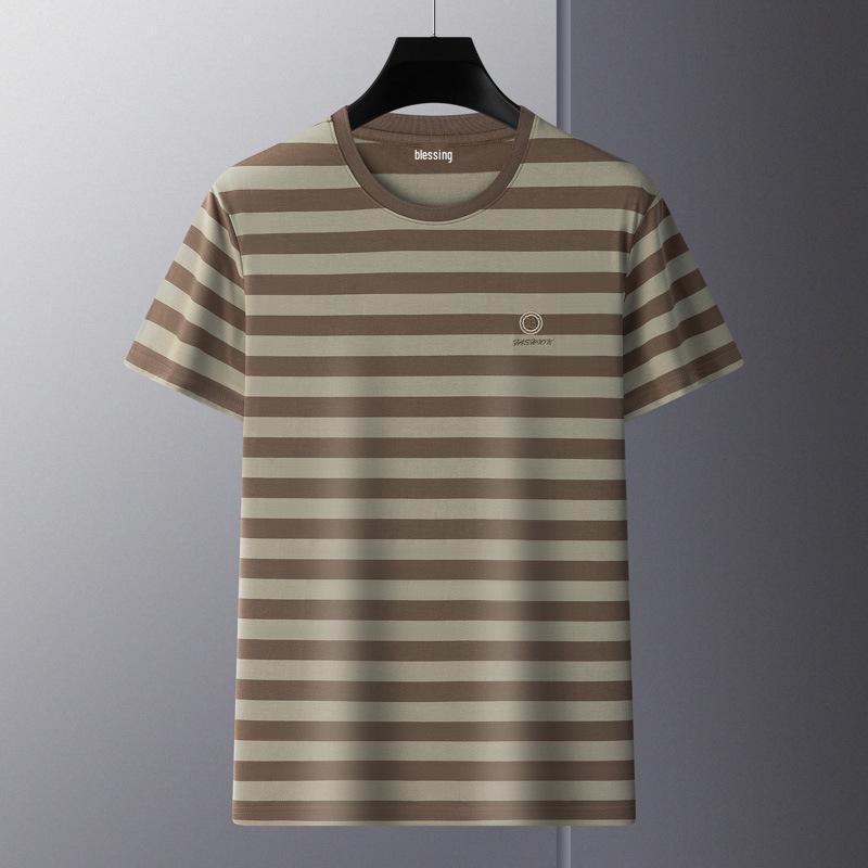 2024 Men's Casual Striped Crew Neck Pullover T-Shirt - Summer Short Sleeve