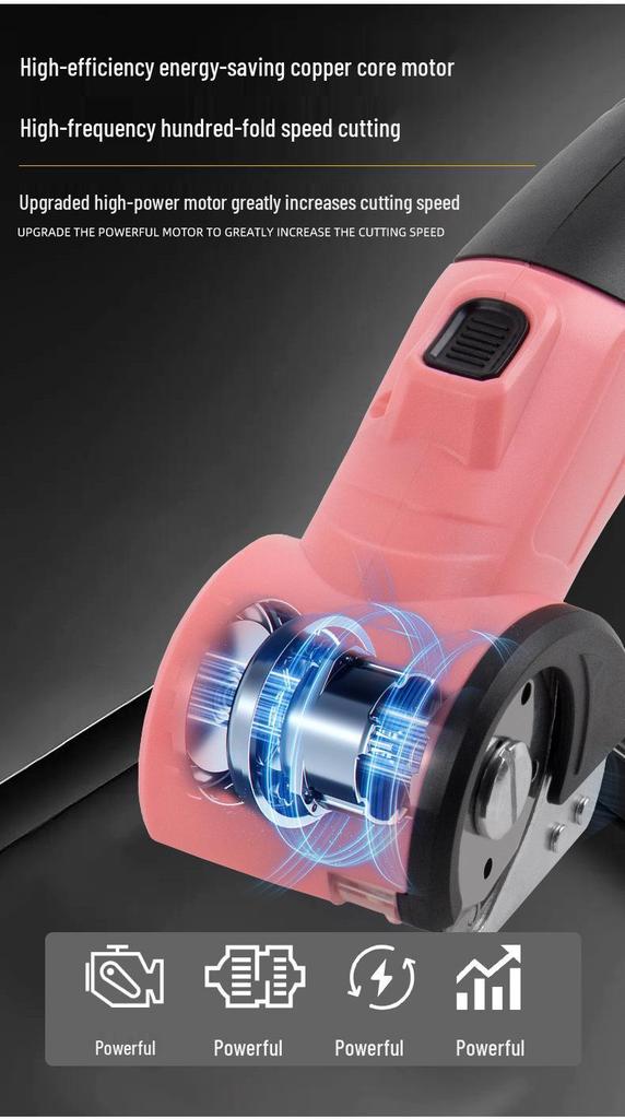 Rechargeable Round Blade Shears: Electric Fabric-Cutting Scissors for Carpet, Curtains, Leather, and Home Use.