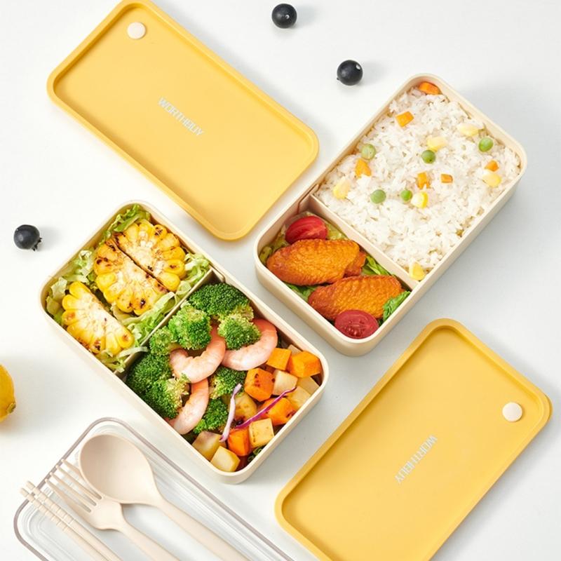 Plastic Bentos Container Leakproof Seal Compartmentalized Design Lunch Box Utensils Included for School Office Use