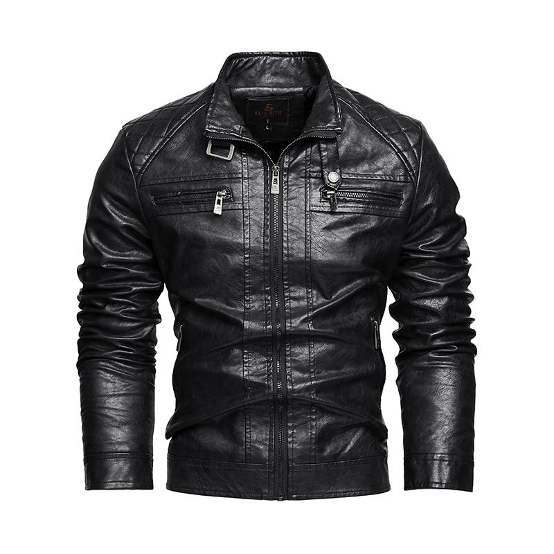 Men's Autumn And Winter Men High Quality Fashion Coat Leather Jacket Motorcycle Style Male Business Casual Jackets For Men Black Warm Overcoat