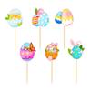 12Pcs/Set Cartoon Pattern Easter Cake Toppers Bunny Design Thick Cardstock Cupcake Toppers Pre-Assembled Sticks Dessert Supplies