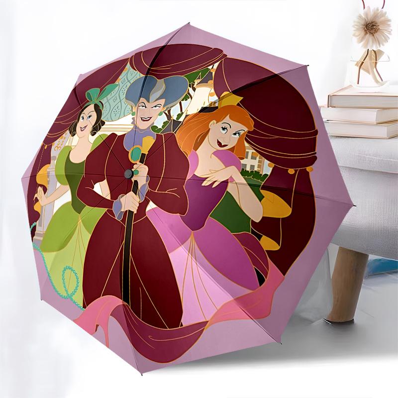 Disney VillainsCostumes Automatic Open/Close Umbrella - Cute Umbrella with Cute Design, Portable 3-Fold Compact Umbrella for Men & Women, Va