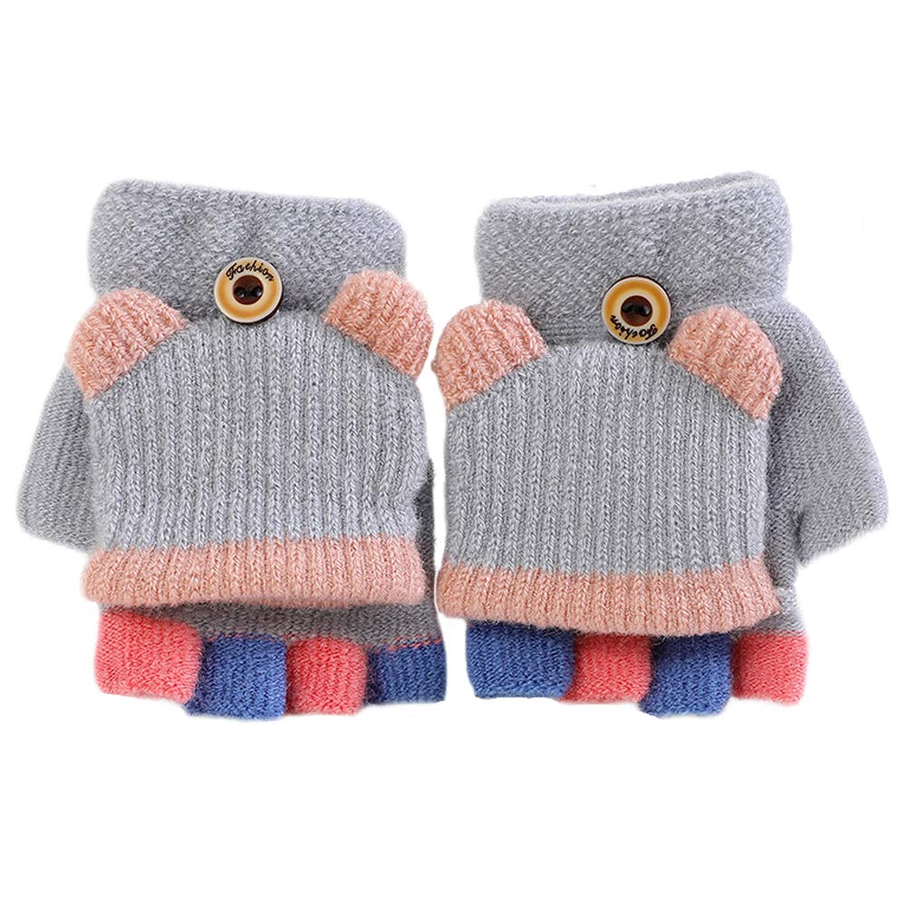 

Knit for Boys and with Mitten Fingerless and Warm and Cute for Baby Perfect for Playing in the and Kindergarten [eipatu] Kids Gloves, Girls, Covers, серый