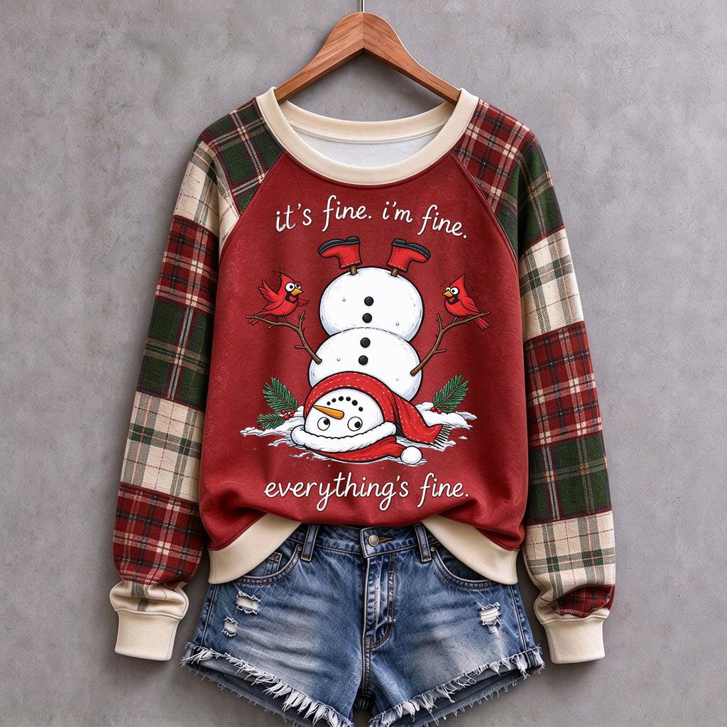Women's Christmas Print Long Sleeve Sweatshirt Casual Holiday Pullover