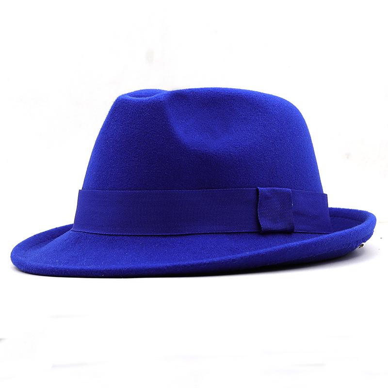 Autumn and Winter New Style Cuffed Small Top Hat Black Classic British Style Jazz Hat Women's Wool Felt Hat Felt Hat