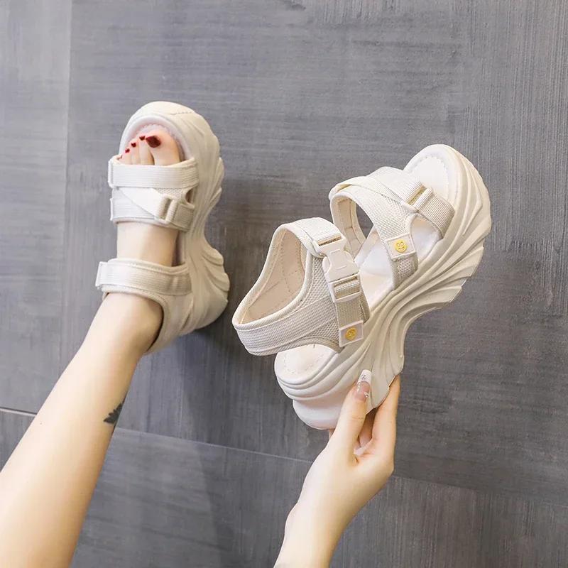 Summer Thick-soled Elevated Beach Casual Sneakers, Fashionable, Breathable and Comfortable Women's Sandals Zapatos Mujer