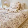 Garden Florals Pattern Quilt Summer Air Conditioning Thin Comforter Cute Rabbit Printed Soft Quilted Quilt for Kids Boys Girls