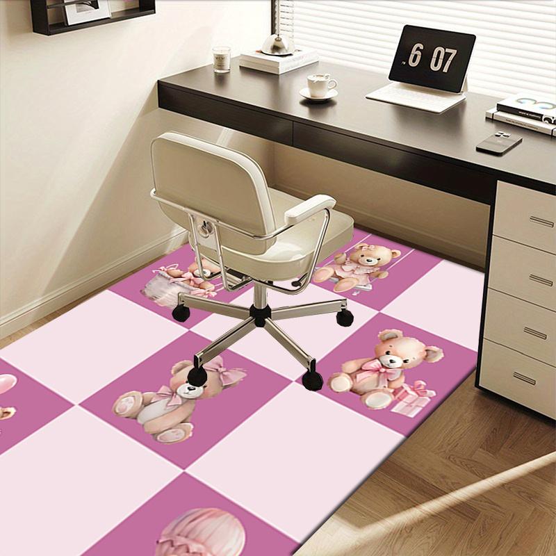 Pink Teddy Bear Chair Mat Office Carpet, Oversized Rug for Home Decor, Sofa Mat, Desk Pad, Gift Idea, Living Room, Bedroom, Various Rooms