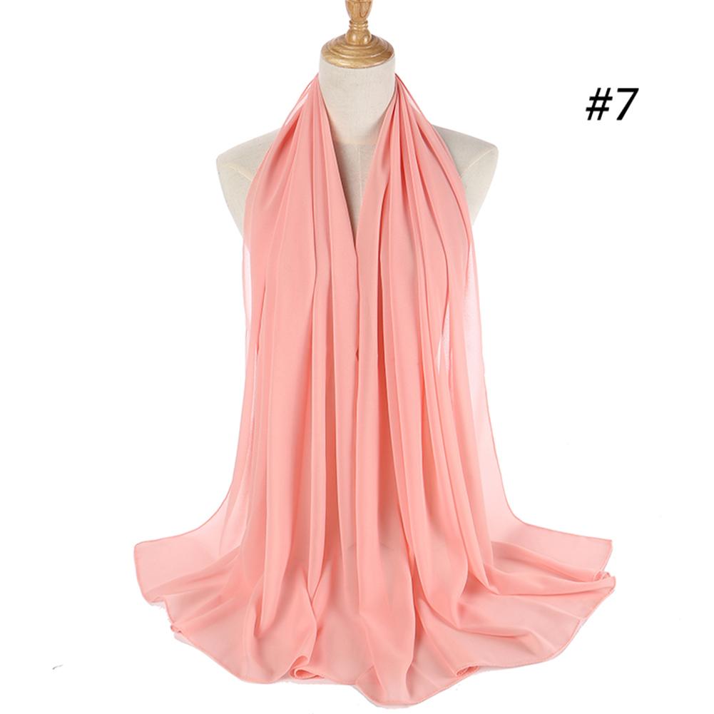 Solid Color Bubble Chiffon Muslim Hijab Wrap Shawl Scarf 70*175CM
