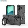 KEYSION Shockproof Magnetic Case for iPhone 17 Pro Max TPU+PC Upright Live Metal Ring Stand Phone Back Cover for iPhone 17 Air