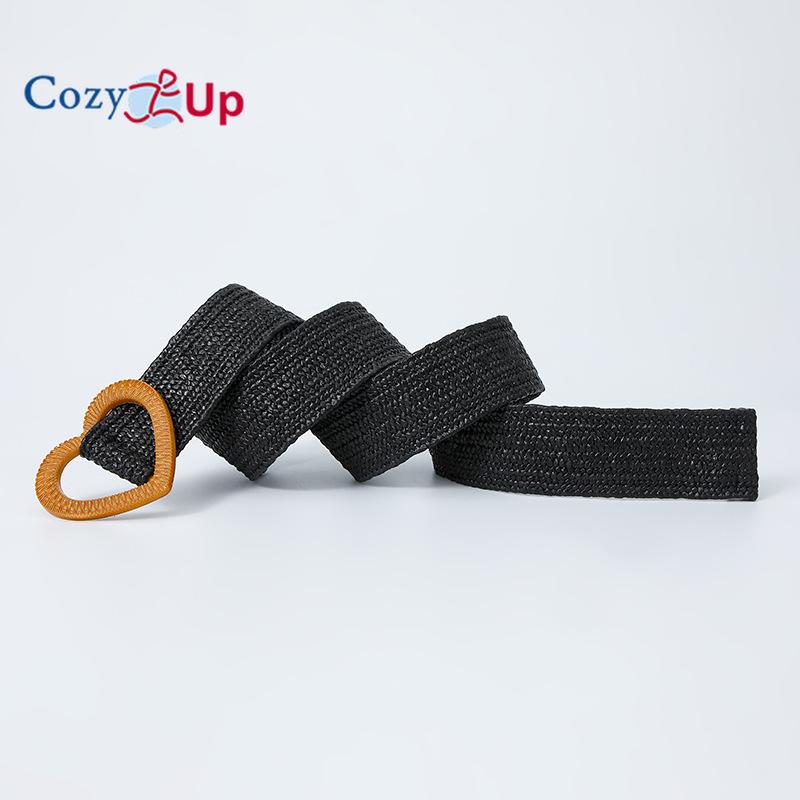 Elastic Stretch PP Grass Woven Sweet Decorative Dress Ladies Love Buckle Belt