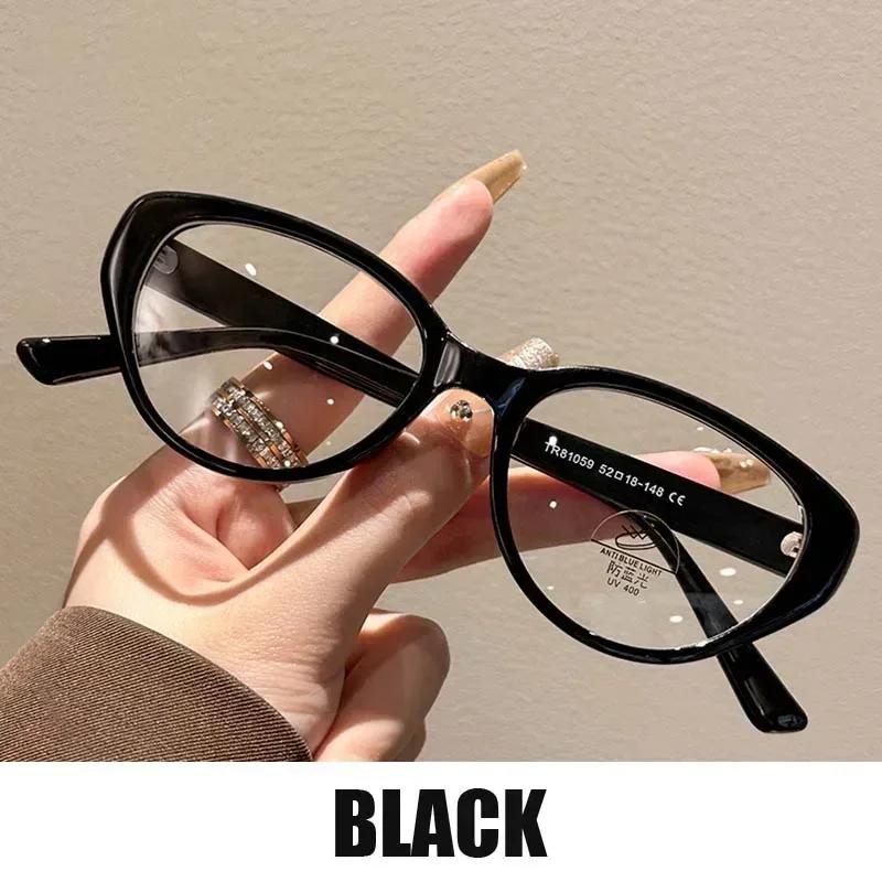 

Unisex Retro Full Frame Cat s Eye Nearsighted Glasses New Fashion HD Anti Blue Light Eye Protection Nearsighted Glasses TO -4.0 0 чорний