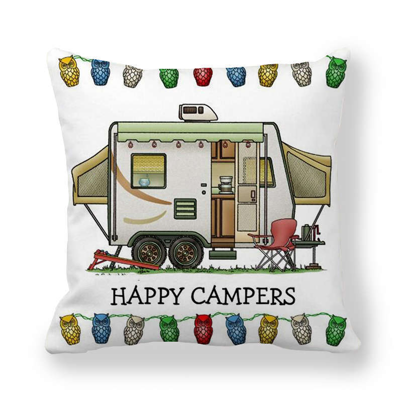 Happy Campers Potah na autopolštář Sova Venkovní kempingový Polštář Dekorativní na pohovku