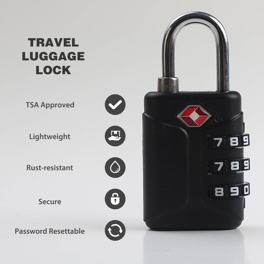 TSA Approved Zipper Password Padlock for Suitcases, Gym Cabinets, and Bags
