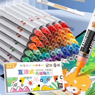 12/24/36/48Colors Children Acrylic Pen Direct Liquid Waterproof Graffiti Marker Pen Paint Permanent Stationery