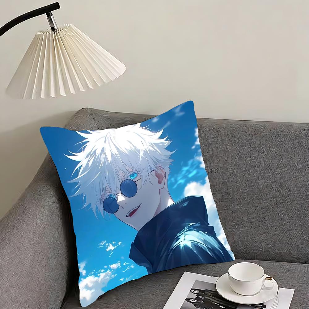 Gojo Satoru Cushion Cover Reversible Plush Pillow Cover – For car, sofa, bedroom, perfect as a gift.