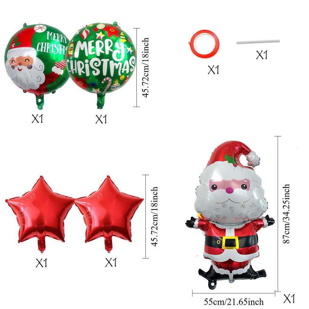 Christmas Balloon Set Christmas Tree Old Man Gingerbread Man Snowman Aluminum Film Balloon Cloth Venue Decoration