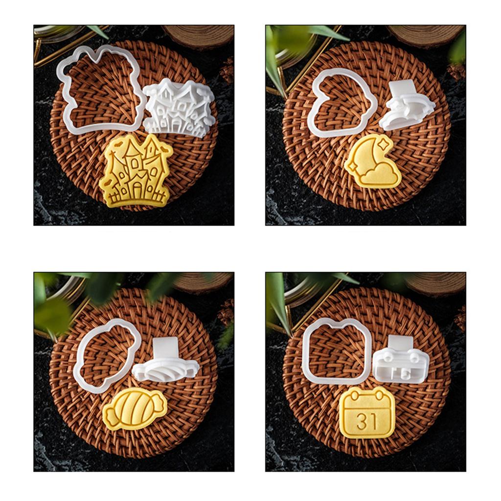 Halloween Cookie Cutter Baking Molds Easy To Clean for Home Party Organizers Cartoon Spooky Haunted House Biscuit Molds