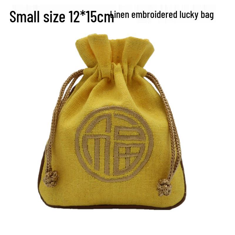 "Extra Large Embroidered Linen Drawstring Bag for Storage and Gifting"