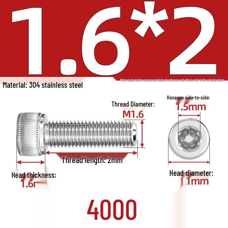 304 Stainless Steel Hex Socket Head Cap Screws, M2-M10, Extended Length