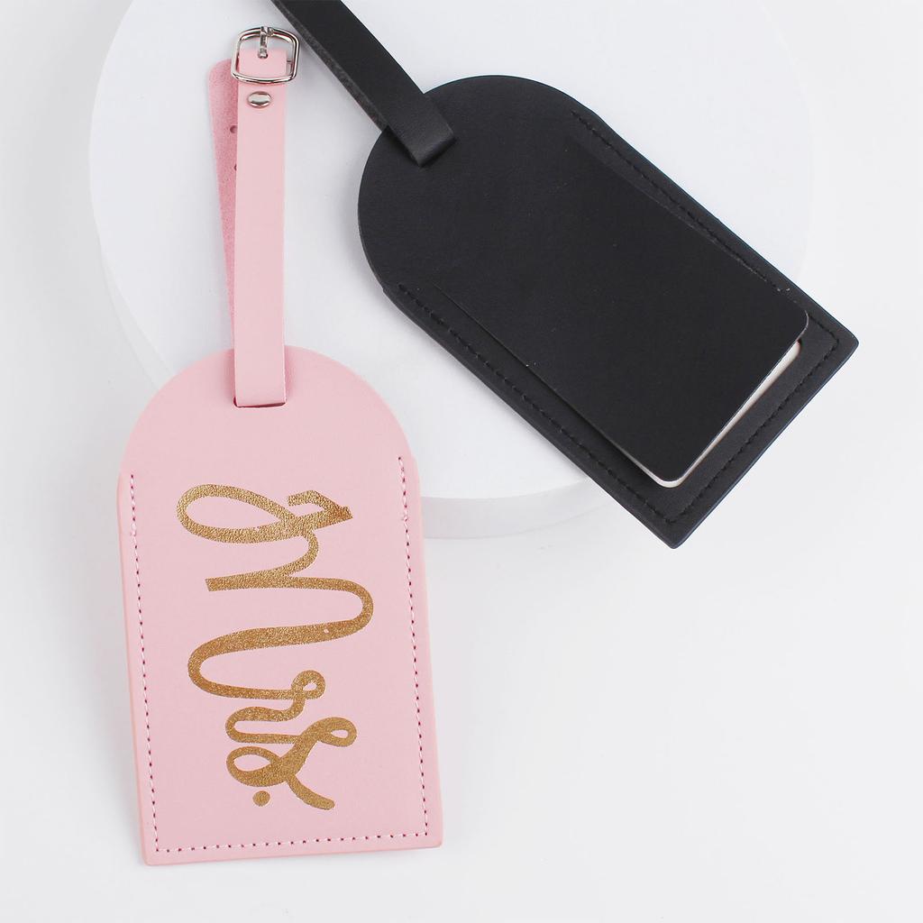 PU Leather Mr Mrs Pattern Luggage Tag Honeymoon Wedding Bridal Gift Cute Suitcase Tags for Women Men Travel Accessories