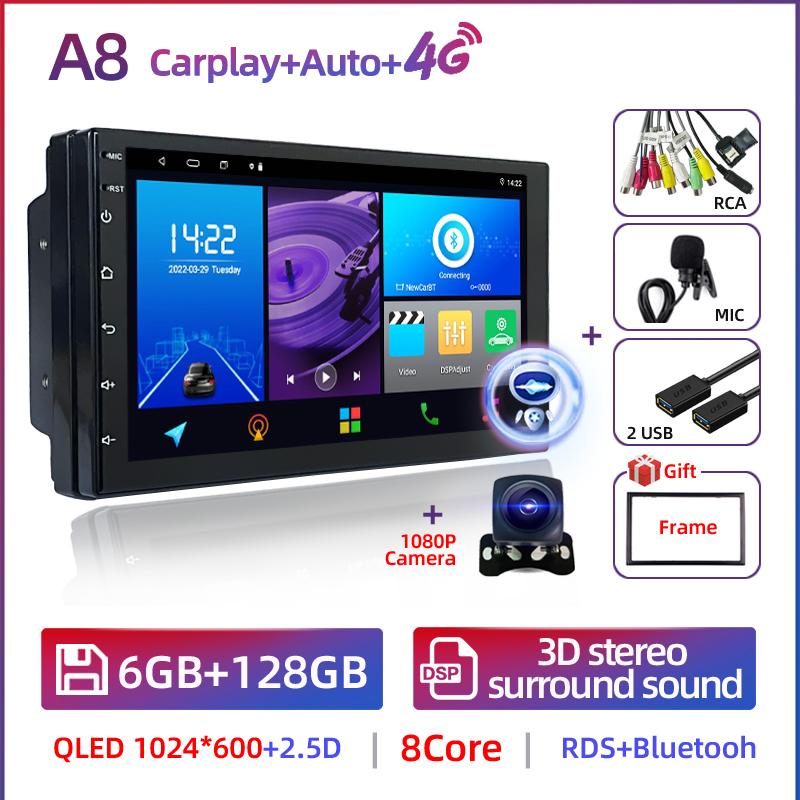 Android 12 2Din Car Radio Multimedia Video Player Universal Auto Stereo GPS MAP For Volkswagen Nissan Hyundai Toyota CR-V Kia