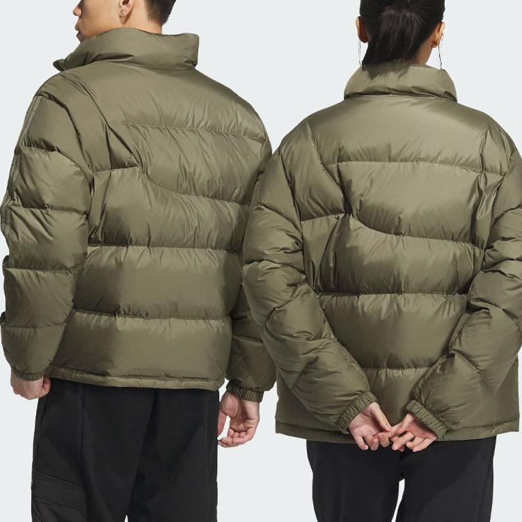 Adidas Down Jacket Solid Color Logo Sports Casual Down Coat Unisex Jackets Olive-Green IK2420