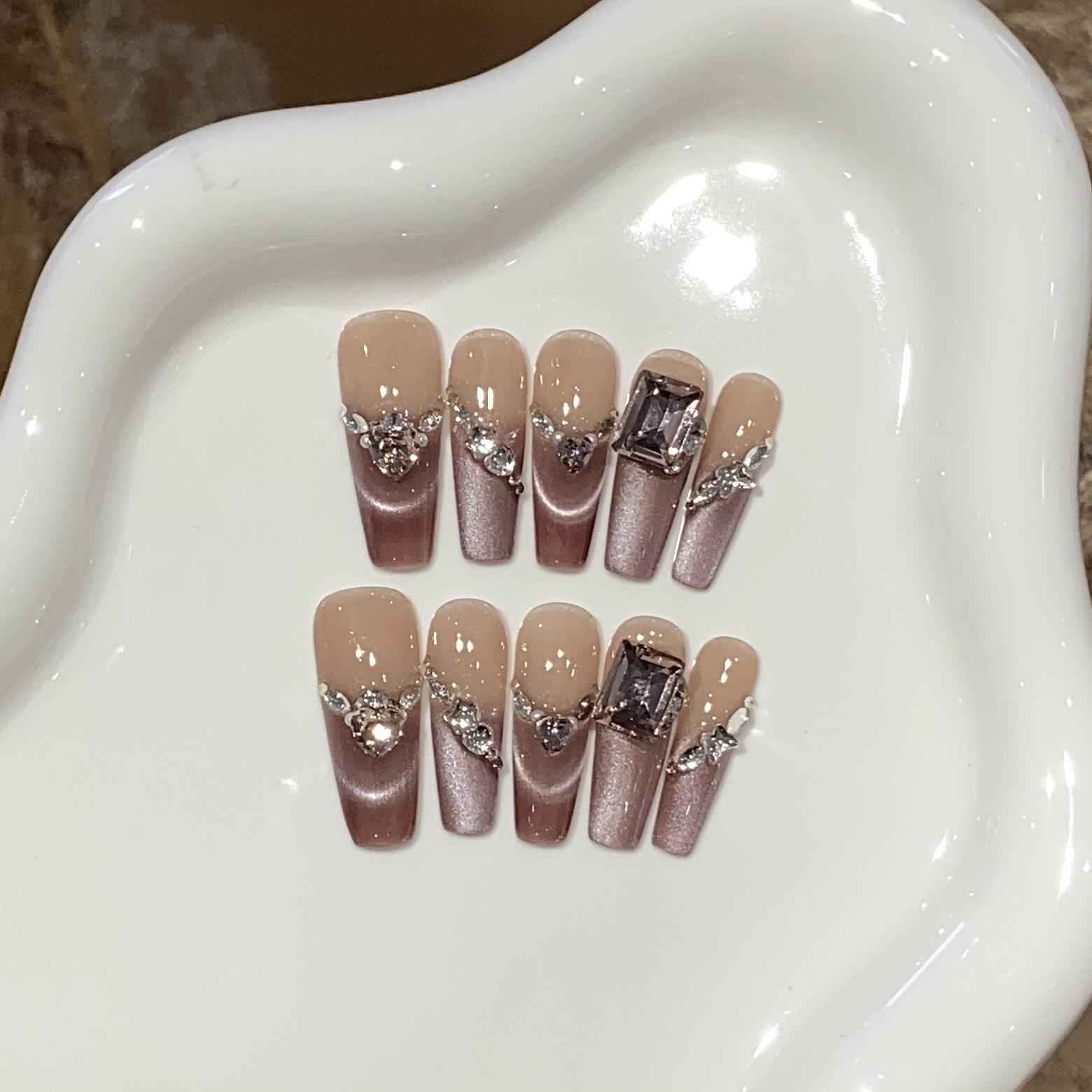 

Чистый ручной работы фиолетовый градиент французский сторона широкий свет кошачий глаз кристалл виноград съемный носимый доспех M