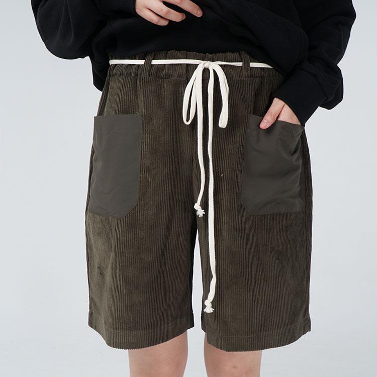 ANALOGBASS Corduroy Half Pants Khaki
