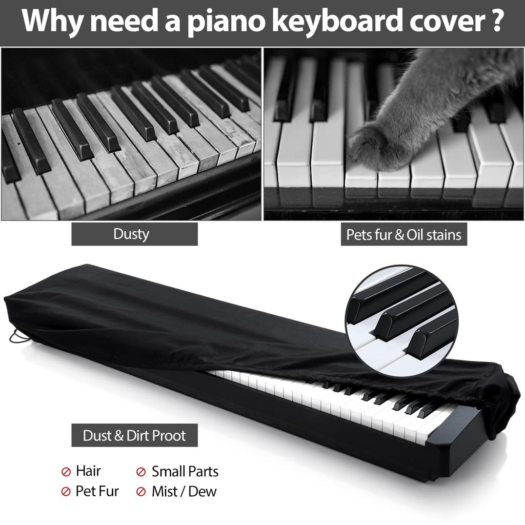 61\88 key Keys Piano Keyboard Dust Cover Adjustable Breathable Heat Radiationd Piano Keyboard Covers for Digital Electric Pianos