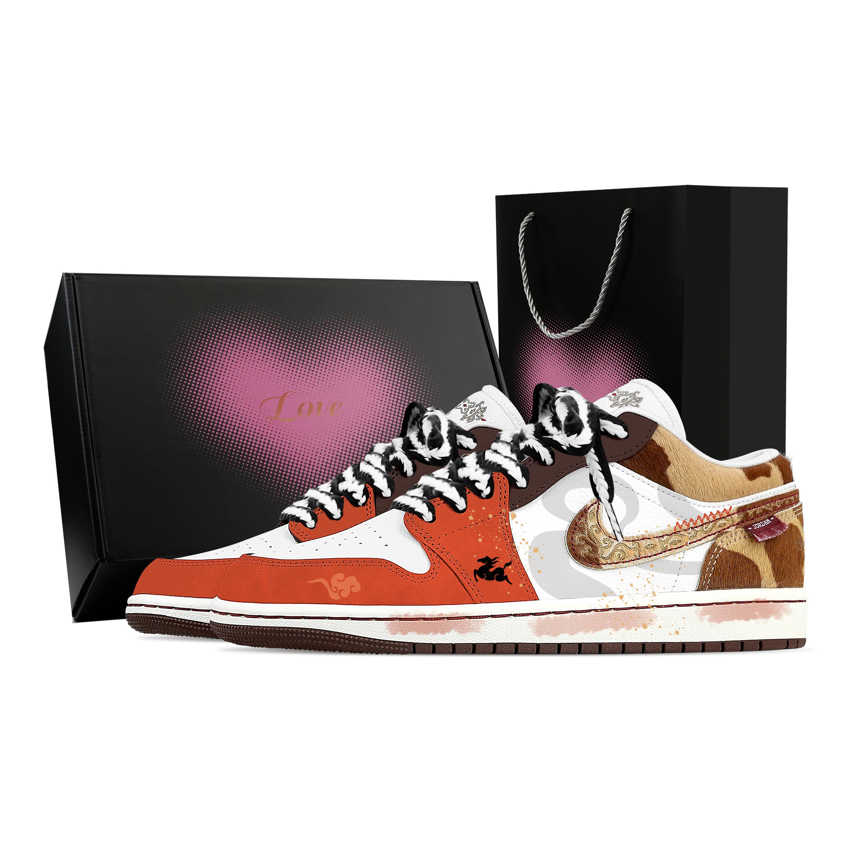 

Jordan Air Jordan 1 Galloping Horse, Heart Box Abrasion Resistant Low top Vintage Basketball Shoes Men s Orange IQ5321-121(Team529--) 45