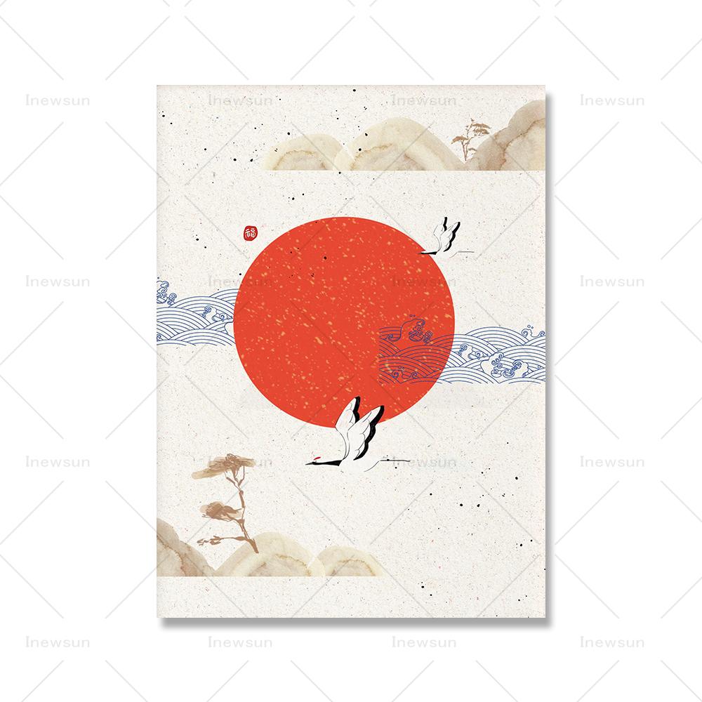 Koreanische Kultur Kunstdruck Asiatisches Poster Modernes Aquarell Sonnenfisch Wand Leinwandmalerei Bild für Wohnzimmer Schlafzimmer Heimdekor