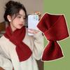 Knitted Neck Scarf Thick Neckerchief Wrap Winter Warm Cross Scarf  Girls