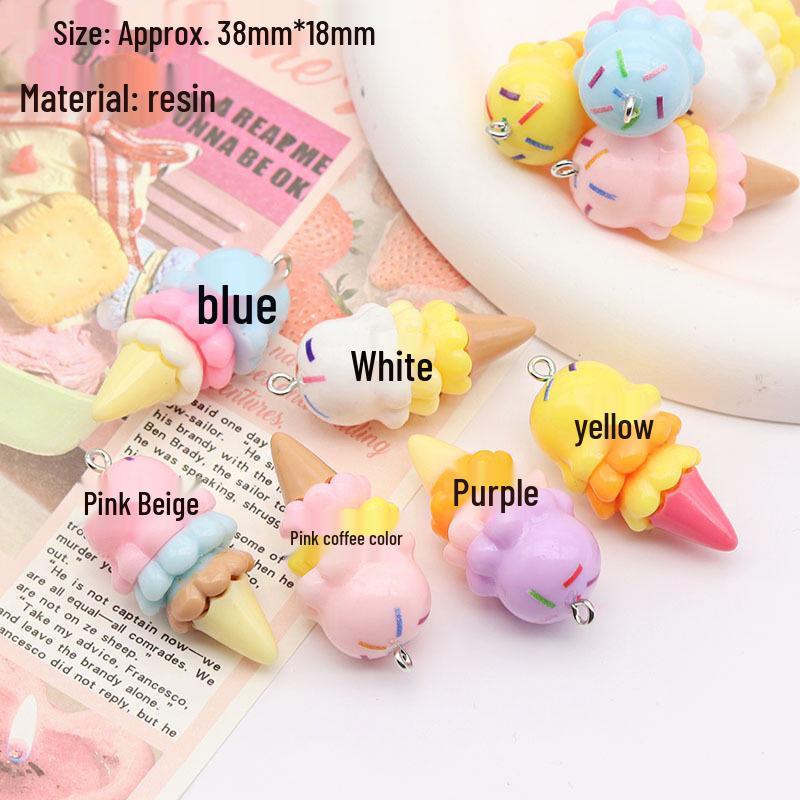 Resin 3D Cartoon Ice Cream and Popsicle Candy Toy Pendant for DIY Jewelry